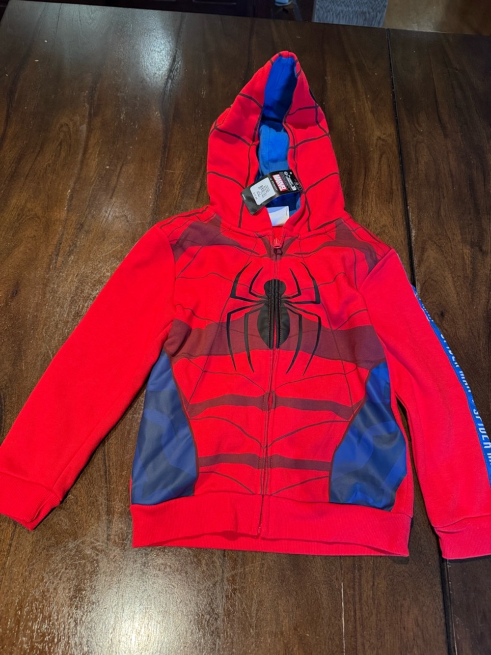 Marvel Red Hoodie with Blue Lining and Black Web Trim